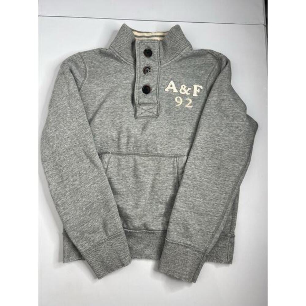 Vintage Y2K Abercrombie & Fitch Three Buttons Pullover Sweatshirt Gray Large
